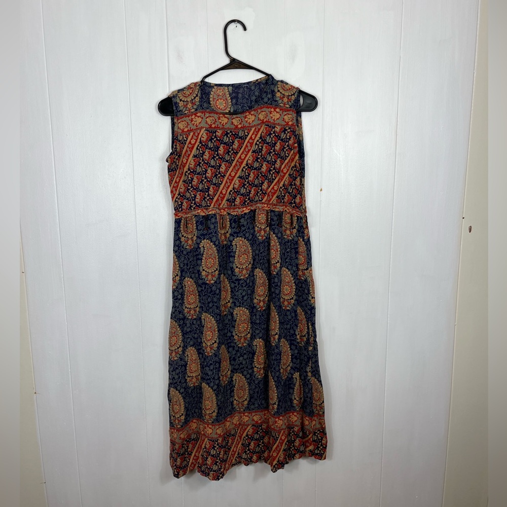 Vintage Bohemian Elephant Paisley Print‎ Maxi Dress Sz M